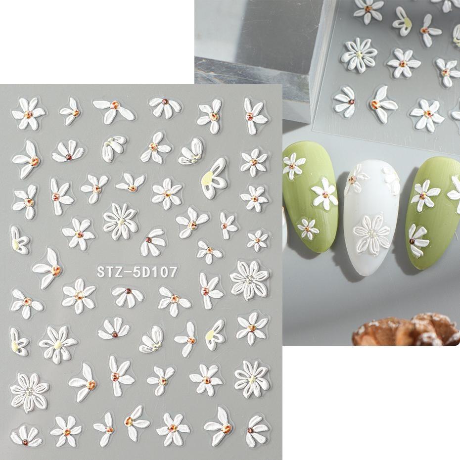 

5D черные блестящие наклейки для ногтей, акварельные цветущие наклейки для ногтей, маникюр, весенние цветочные клейкие переводные наклейки, слайдер, декор для ногтей