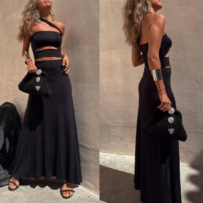 Summer New Single Shoulder Diagonal Neck Waist Dress European And American Hot Girl Style Sexy Party Dress