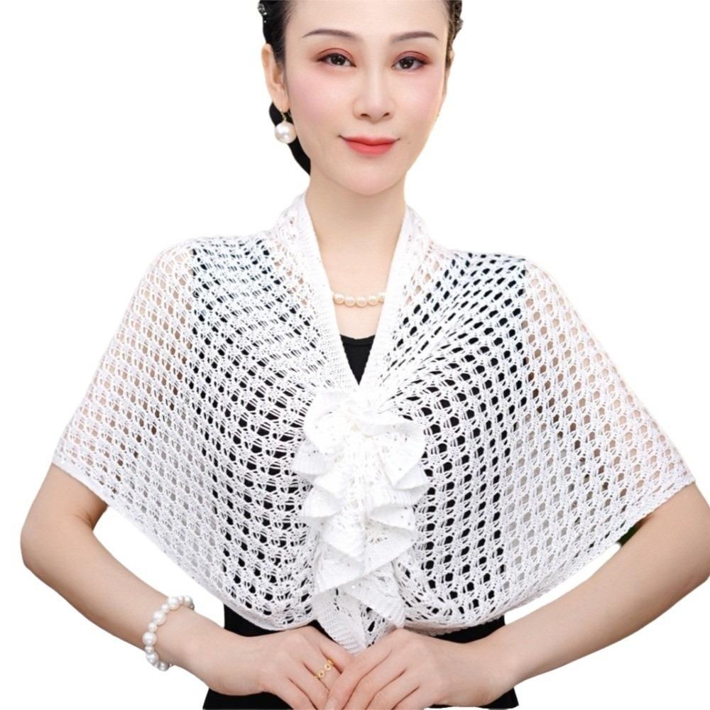 Front Buckle Design Cutout Wrap Sparkly Design Ice Silk Wrap Triangle Shawl Travel