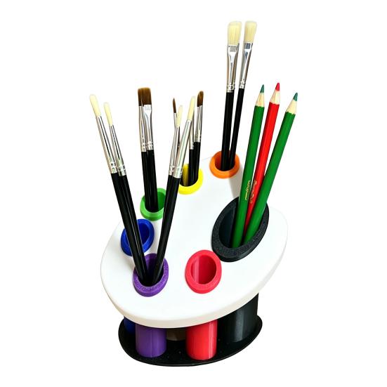 

3D Printed Paint Palette Pen Holder for Desk PLA Organizer for Brushes Pencils Markers Unique Gift for Artists Teachers Students белый