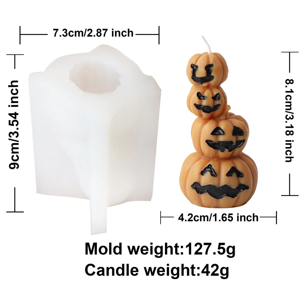 Halloween Gestapelte Kürbis Kerzenform DIY Handgemacht Böser Kürbis Totenkopf Pflanze Harz Gipsform Handwerk Party Dekoration