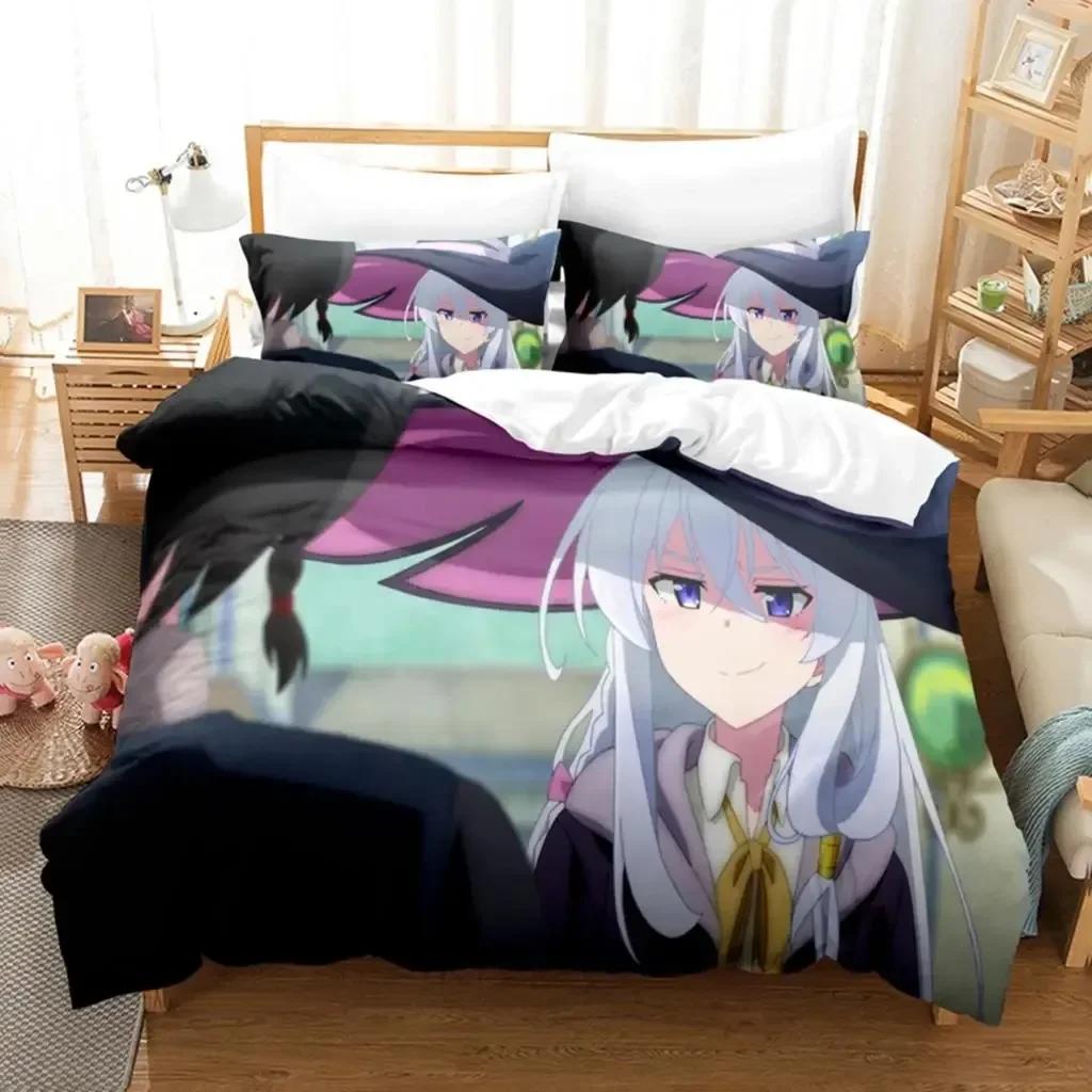 

Comforter 3D Anime Girl The Journey Of Elaina Bedding Set Printed With Bed Soft Single Double Queen Super King Size Comforter (quilt)-EU Single(135*200cm)3pcs