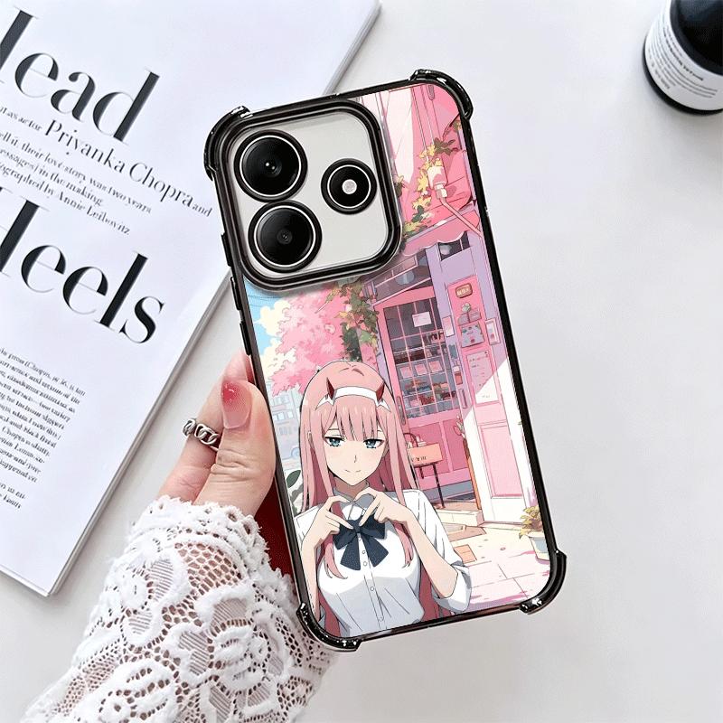 Zero Two 02 Kawaii Cute Plating Phone Case For Xiaomi Redmi Note 14 15 Pro Plus 13 12 11 11S 11T 10 9S 9 5G Anti-Fall Airabag Co