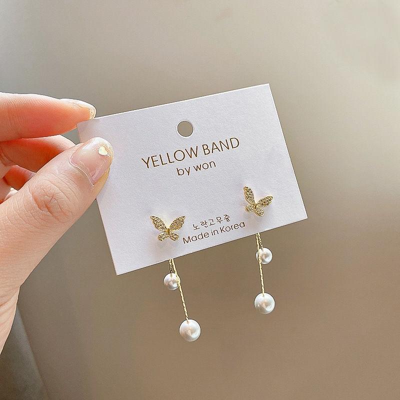 2022 Inlaid Zircon Butterfly Earrings Delicate Simple Golden Butterfly Earrings Personalized Zircon Earrings Anniversary Gift