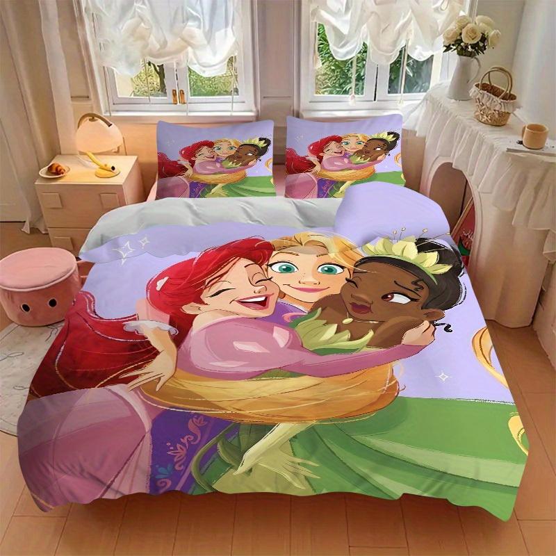 3pcs Set Disney Princess Friendship1pc of Quilt Cover+2pcs of Pillowcase, No Core, Print Bedding, All Seasons Bedroom Setting116