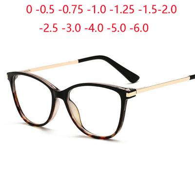 Anti Blaulicht Cat Eye Myopie Brille Damen Markendesigner Federbügel Korrektionsbrillenfassung Dioptrie 0 -0.5 -0.75 Bis -6