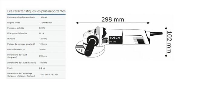 Bosch Professional GWS 1400 Angle Grinder - 0601824800