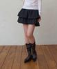 Pluna Studio Silky Lace Frill Skirt Black