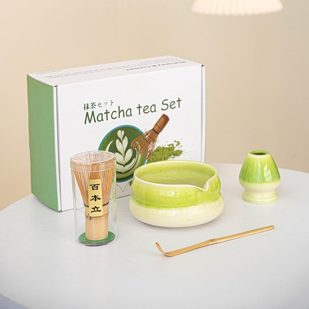 Matcha Spoon 4-piece Matcha Bowl Set Bamboo Ceramic Tea Set Accessories Ceramic Japanese Matcha Tea Set Tea-Making Tools
