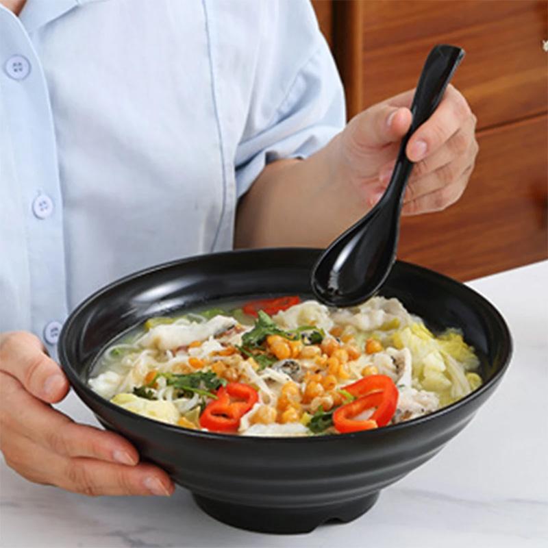 D5 Ramen Bowl Large Striped Fruit Bowl Large Caliber Capacity High Temperature Resistance Kitchen Utensils Tableware Noodle Bowl