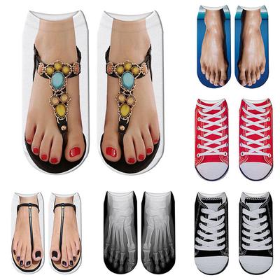 Unisex 3D Printed Skull Canvas Shoes, Toe Flip Flops, Funny Creative Pure Cotton Ankle Socks, Halloween and Christmas Gift, New
