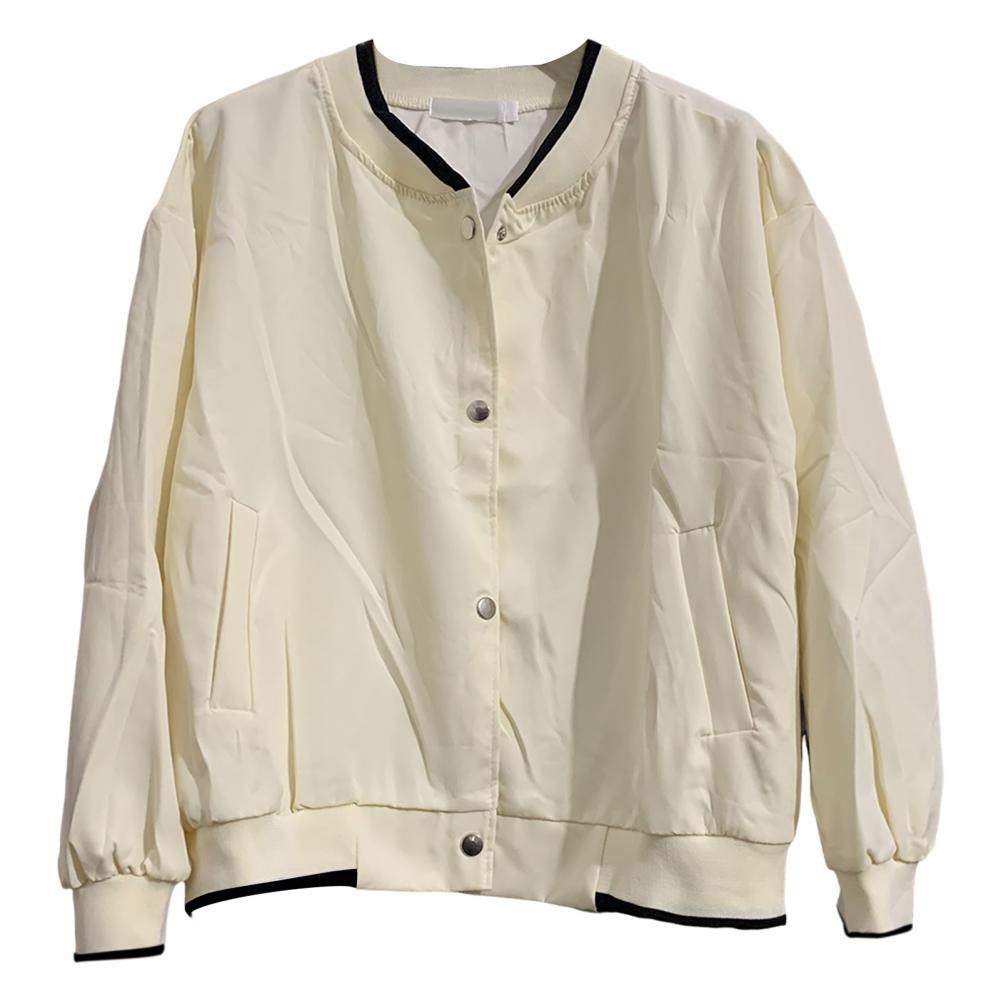 

Осенне-весенняя женская куртка с воротником-стойкой, однотонная, с длинными рукавами, однобортная, с V-образным вырезом, в стиле преппи, бейсбольное пальто Loo M абрикосовый