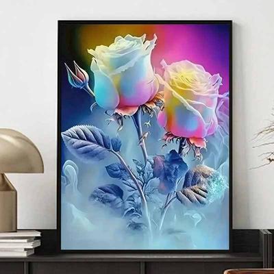 New Arrival 5D DIY Full Circle Diamond Painting "Colorful Rose" Embroidery Cross Stitch Home Decor Gift