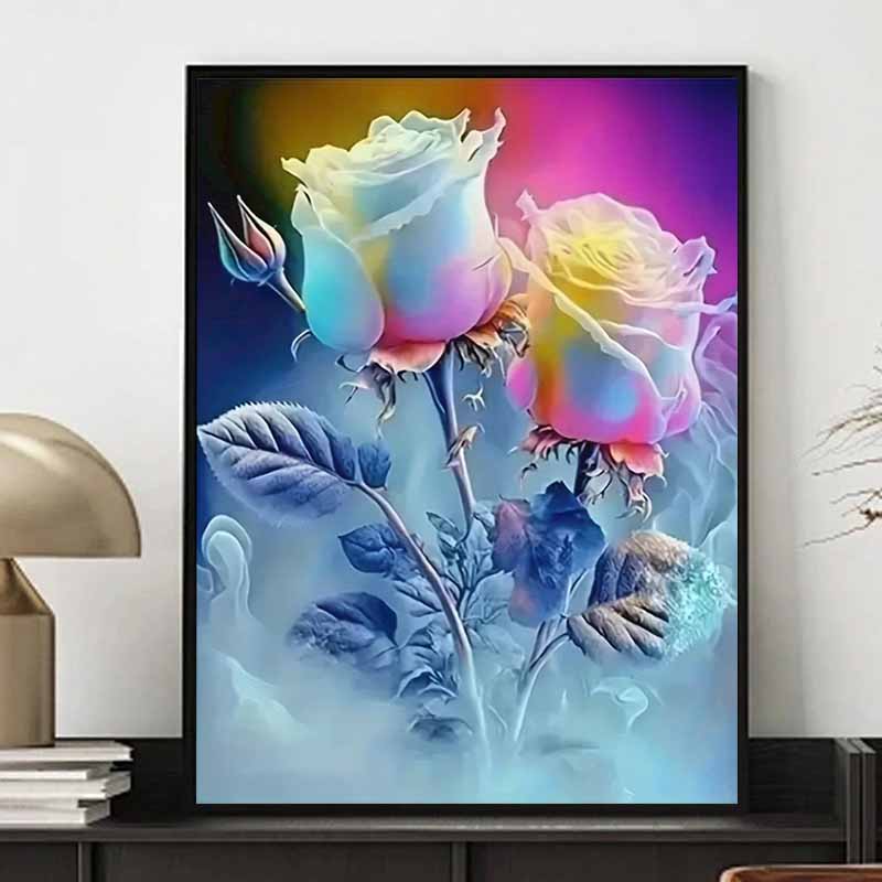 

New Arrival 5D DIY Full Circle Diamond Painting Colorful Rose Embroidery Cross Stitch Home Decor Gift 20x30cm