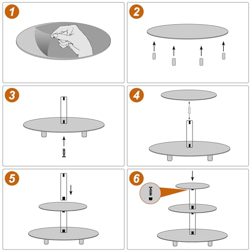 EffiQ-Rate Acrylic Cake Stand, 3-Tier, Afternoon Tea Stand, Figure Base, Display, Storage, Transparent, Birthday Party, Cupcakes, Sweets, Macarons, De