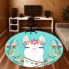 1pc Llama, Cactus Round Chair mat Area Rug - Non-Slip, Floor Mat for Office, Bedroom, home decor Christmas Gift p0811053