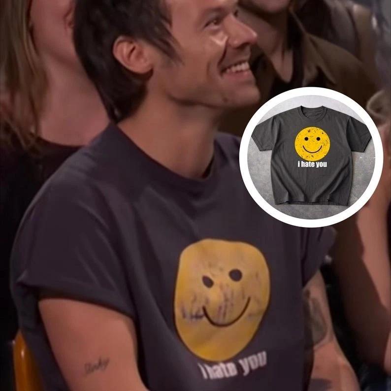 Distressed Smiley Face I Hate You Funny Harry Meme T Shirt S