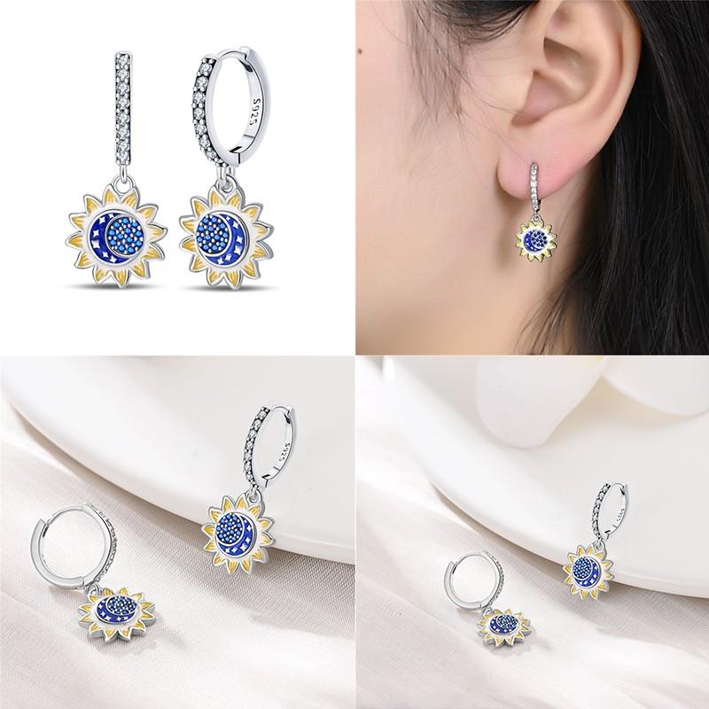 100% 925 Sterling Silver Simple Star And Moon Series Women'S Earrings Suitable For Daily Wear Anniversary Gift