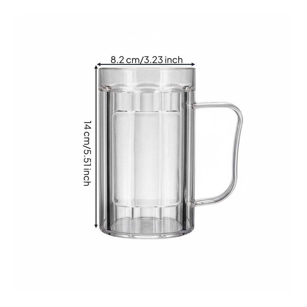 3 Pieces Acrylic Beer Mug Stein Cup Break Resistant PET with Glass Like And Ergonomic