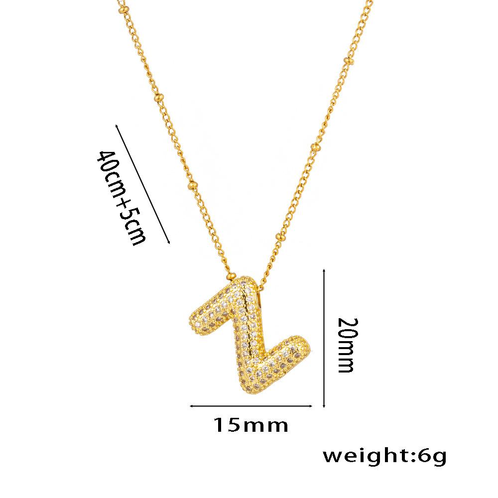 Fashion 26 Bubble Letter Initial Pendant18k Gold Plated Micropaved Full Zirconia Stone Chain Couple Necklace Women Jewelry