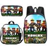 Zaino Anime 3D Tre Pezzi Roblox Zaino Studente Borsa Pranzo Astuccio Zaino Scolastico Stampato