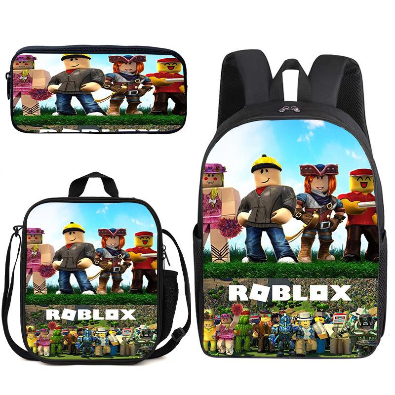 Zaino Anime 3D Tre Pezzi Roblox Zaino Studente Borsa Pranzo Astuccio Zaino Scolastico Stampato