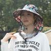 Printing Mesh Tea Picking Hat UV Protection Sunshade Shawl Cap Portable Wide Brim Sun Hat  Fishing