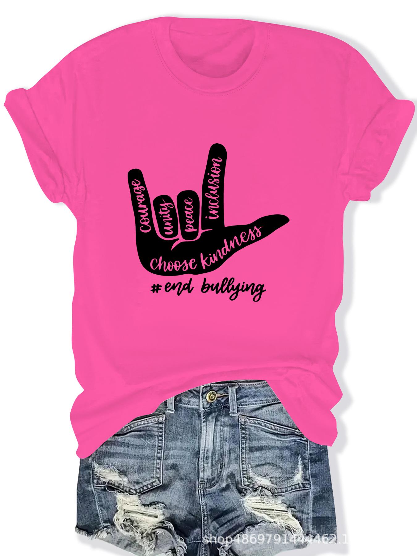 

Women s Round Neck Fashion T-Shirt - Cross-Border Style Small розы красного