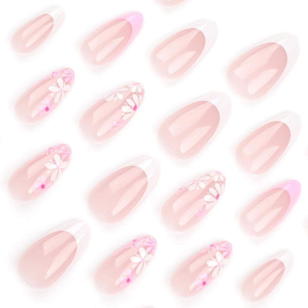 New Simple French Nail Art Tablets Almond Nail Art Nails Summer Flower Nail Tablets