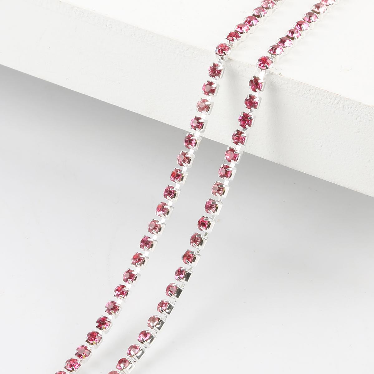 

Цепочка со стразами плотности 1 м, пришитая на клею серебряная основа, отделка стразами, аксессуары для самостоятельного изготовления SS6.5 Width 2.0MM