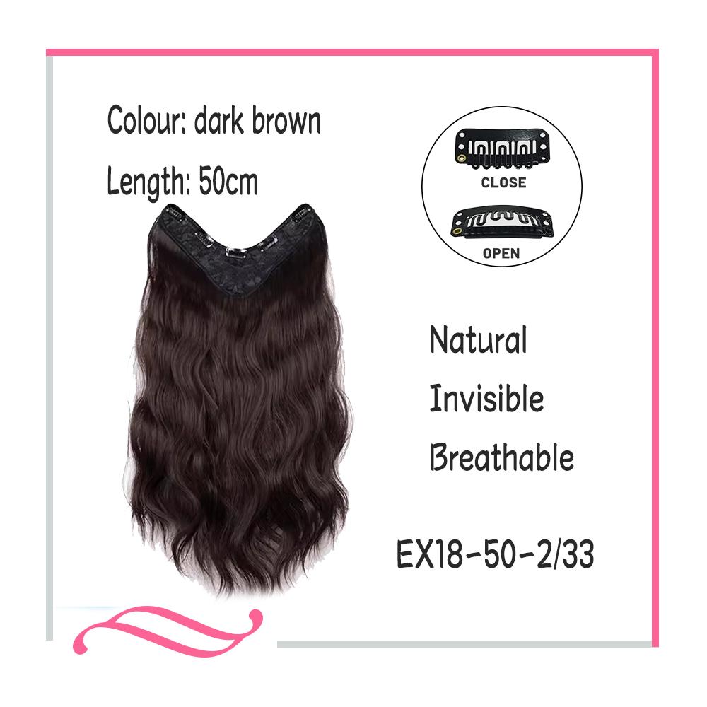 Bybrana Dlouhé vlasy z jednoho kusu dlouhé kudrnaté vlasy Prodlužování vlasů ve tvaru V neviditelné nadýchané mírně kudrnaté simulující vlasy