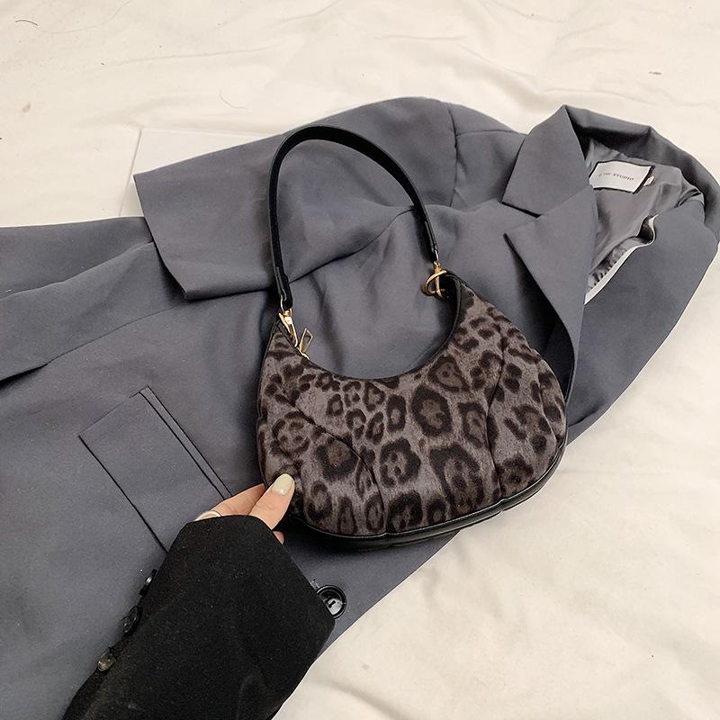 Fashion Brown Leopard Shoulder Bags PU Leather Versatile Underarm Bag Vintage Small Purse and Handbags For Women KTY