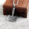 European American Viking Double Axe & Raven Wolf Titanium Steel Pendant Necklace for Men