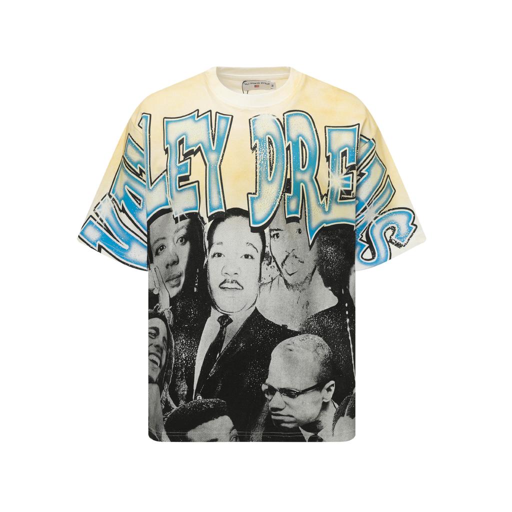 2025 Amerikanische trendige Marke Vall gewaschen alt bedrucktes kurzärmeliges Hip-Hop lockeres Streetwear-T-Shirt für Männer und Frauen
