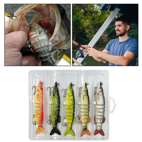 

5 шт., 12,7 см/21,2 г, рыболовная приманка с острым крючком, 9-секционная многошарнирная приманка для плавания, реалистичные 3D глаза, искусственная жесткая приманка, аксессуары для рыбалки на открытом воздухе 5pcs