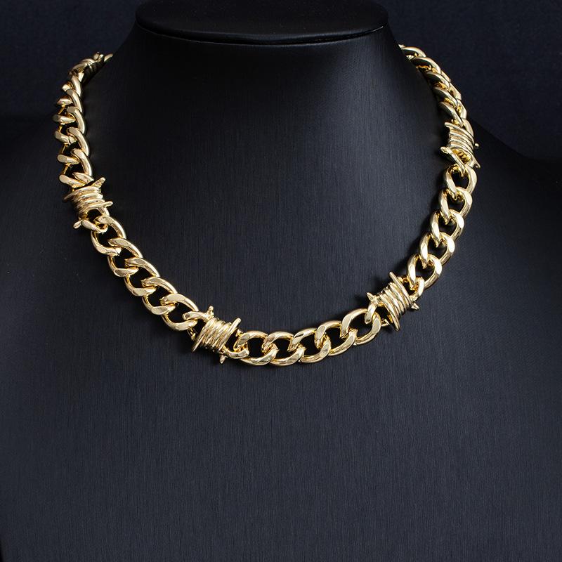 Trendy Men'S Fashion Street Men'S Jewelry Necklace Hip-Hop Style Chain Jewelry Cuban Alloy Necklace Bracelet Versatile Thick Chain