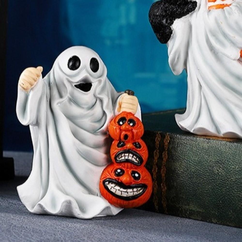 Cartoon Ghost Statue Resin Halloween Figurine Home Decor Ghost Sculpture  Gift