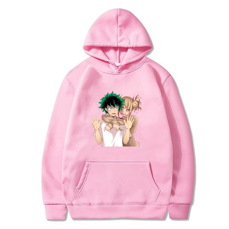Hot Anime My Hero Academia Midoriya Izuku And Himiko Toga Print Hooded Men Women Casual Loose Hoodies Harajuku Male Sweatshirt