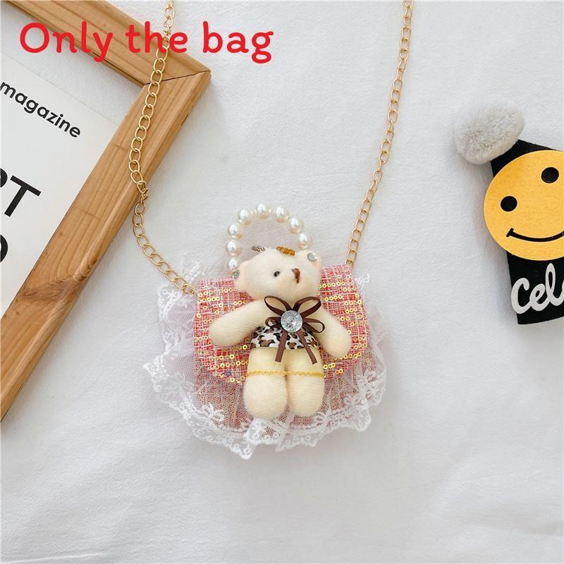 Bag Crossbody Kid With Pearl Handle And Flower Bear Rabbit Decoration