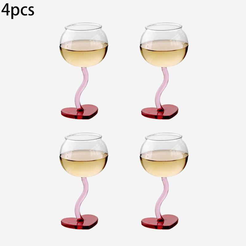 Heart-Shaped Wine Glasses Set of 4 White/Red Wine Goblets for Home Use Creative High-Aesthetic Design Ideal for Daily Drinking A