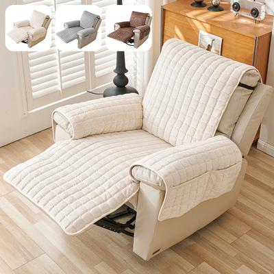 Sesselsofa-Schutzbezug mit Armlehnen-Taschen Sesselbezug Plüsch-Sofaüberwurf Rutschfest Verschleißfest Stuhlbezüge
