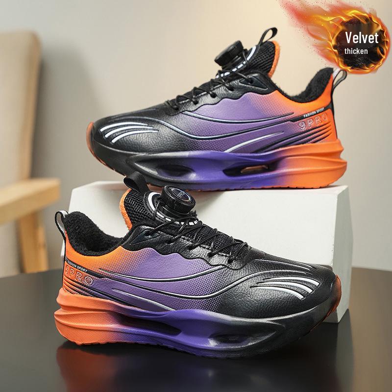 Boys' 2025 Winter Sports Running Leather Shoes - Warm, Velvet-Lined, Thickened for Comfort