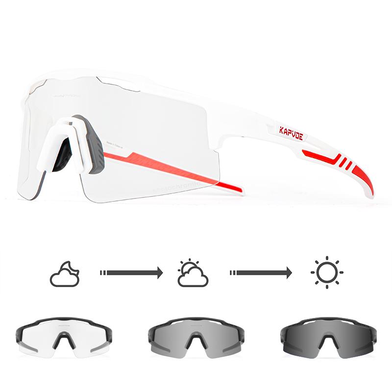 Kapvoe Photochromic Cycling Glasses Sunglasses for Men Women Sport Speed Road Mtb Mountain Bike Bicycle Cycl Eyewear Goggle