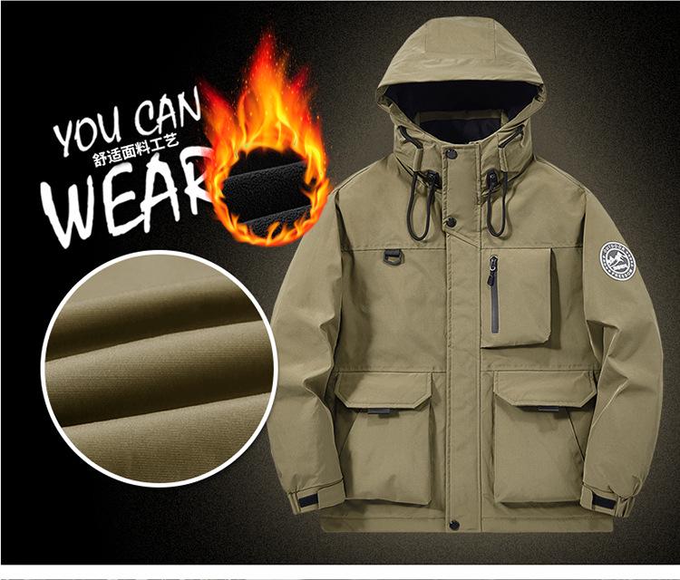 2025 Men's Hooded Cotton Jacket - Autumn Winter Workwear, Casual Outdoor Warm Coat 99668