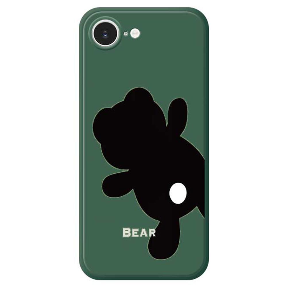 For iPhone 16e Case Black Bear Back Pattern Printing Straight Edge TPU Phone Back Cover