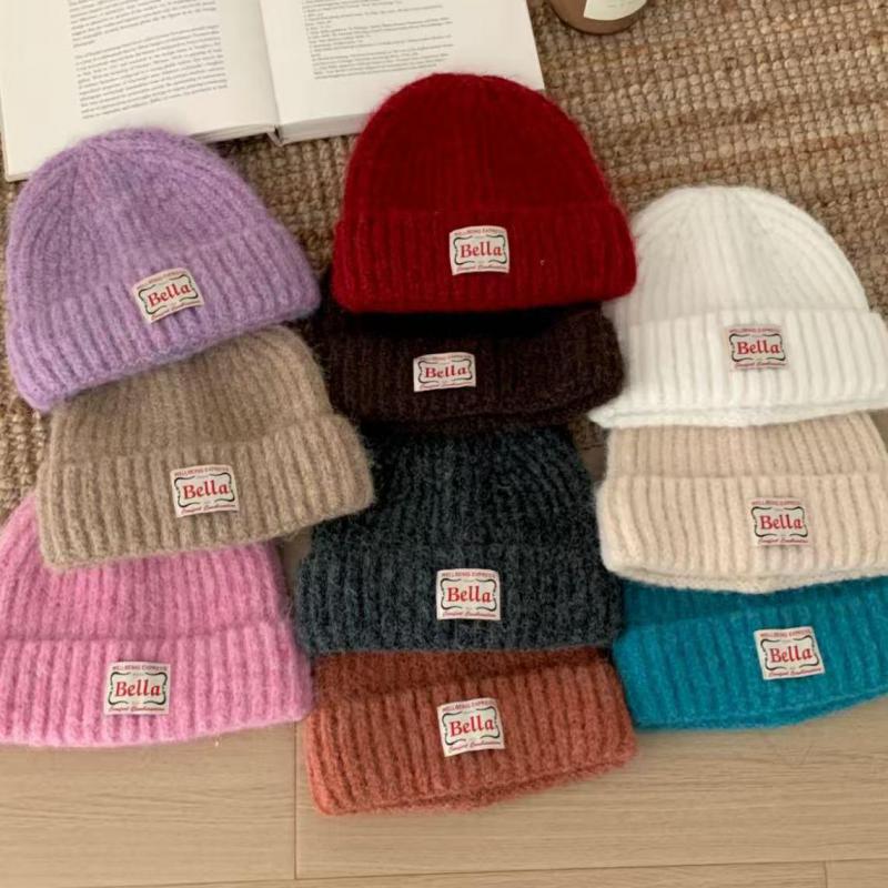 Winter Hats For Women Simple Fashion Knitted Beanie Hat All-Match Ear-Warm Winter Cap, Soft Cold-Proof Headwear Accessories