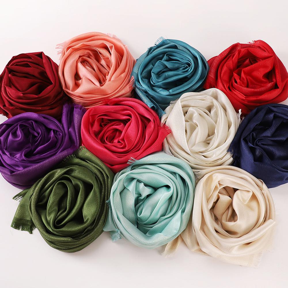 Women Plain Glitter Hijabs Scarf Gold Shimmer Muslim Long Wraps Shawls Hijab Scarves