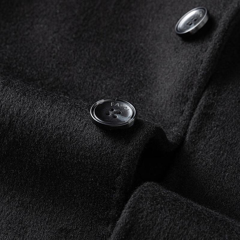 FAPAI Men's 70% Merino Wool Lapel Mid-length Overcoat