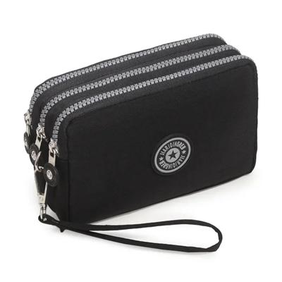 Nowe modne przenośne portfele damskie etui na telefon duża pojemność portmonetka na monety kosmetyczka mini torba z trzema zamkami