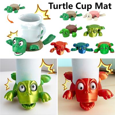 3D Printed Quirky Turtle Coaster Panicked Turtle Insulated Cup Mat Ornament Stress Relieve Funny Bugsy Doll Mug Base Decoration